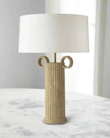 Arteriors Eros 30" Faux Travertine Table Lamp | Thumbnail 2