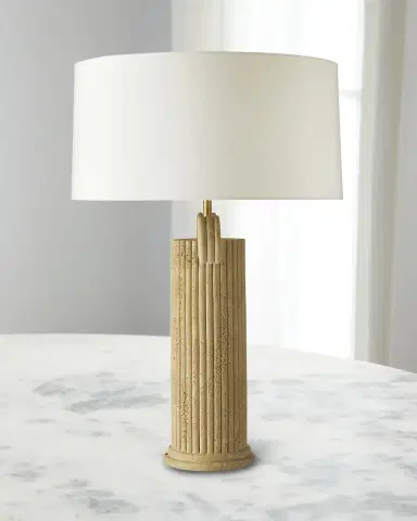 Arteriors Eros 30" Faux Travertine Table Lamp | Thumbnail 3