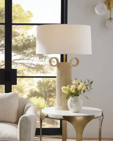 Arteriors Eros 30" Faux Travertine Table Lamp | Thumbnail 5
