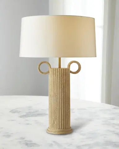 Arteriors Eros 30" Faux Travertine Table Lamp | Thumbnail 1