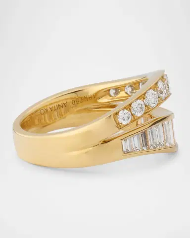 Anita Ko 18K Yellow Gold Baguette and Round Diamond Two-Wave Ring | Thumbnail 3