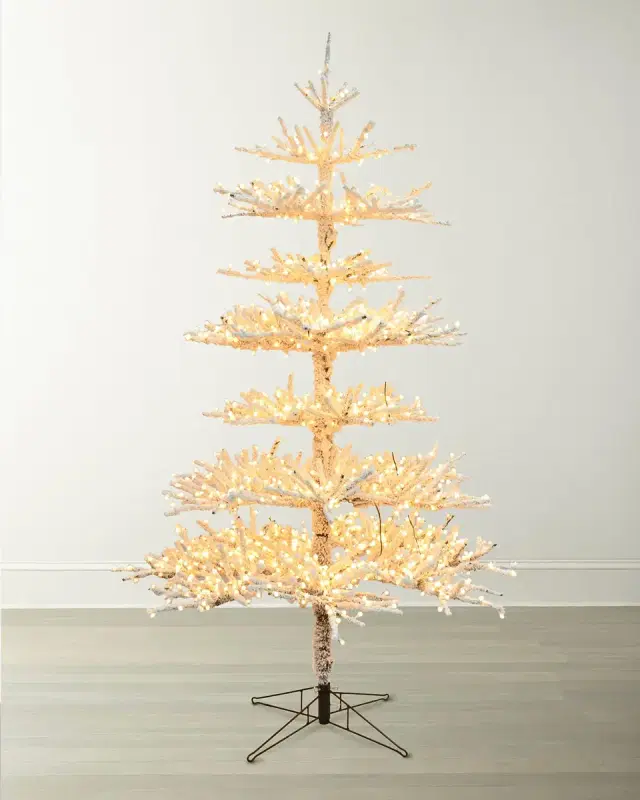 Winward Home Flocked Twig Pine Pre-Lit LED Christmas Tree, 7.5 '