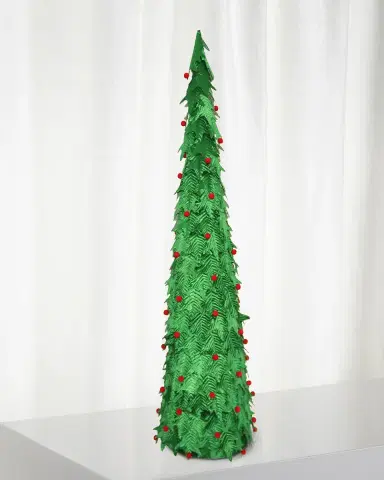 Winward Home 48" Velvet Holly Tree Christmas Decoration | Thumbnail 1