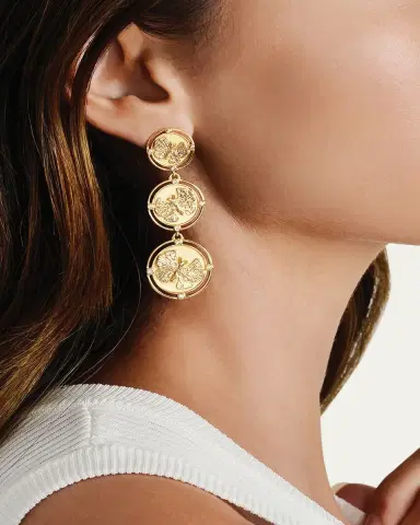 Anabel Aram Jewelry Butterfly Coin Drop Earrings | Thumbnail 2