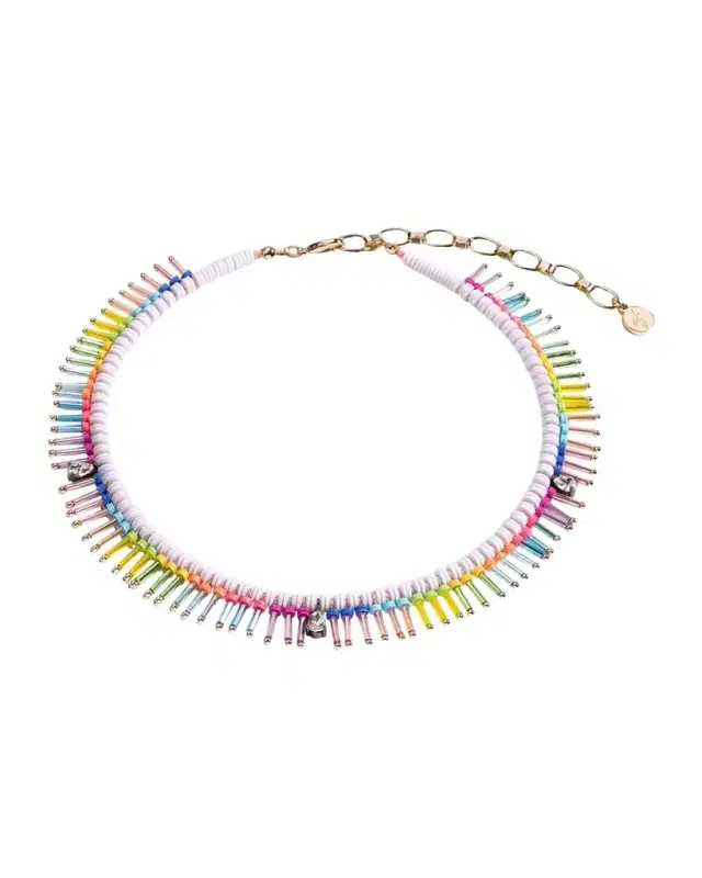 On The Fringe Necklace with Bugle Beads and Crystals