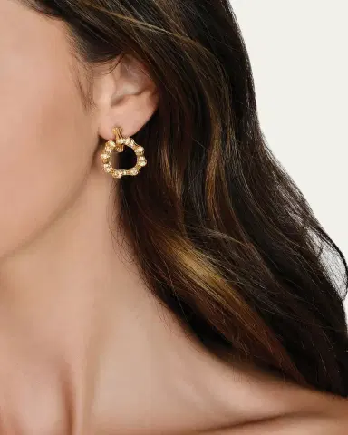 Anabel Aram Jewelry Bamboo Double Hoop Earrings | Thumbnail 2