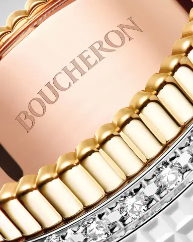 Boucheron Quatre Large Ring in Tricolor Gold with White Ceramic and Diamonds, Size 54 | Thumbnail 4