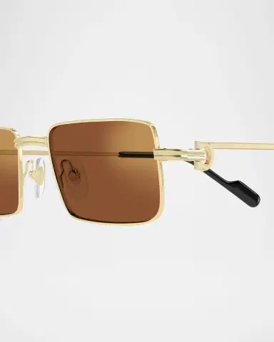 Cartier Men 's Metal Rectangle Sunglasses | Thumbnail 2