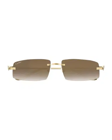 Cartier Panthère Rimless Rectangular Sunglasses in Gold Metal | Thumbnail 1