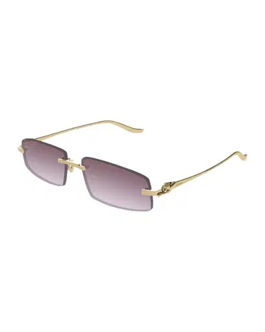 Cartier Panthère Rimless Rectangular Sunglasses in Gold Metal | Thumbnail 1