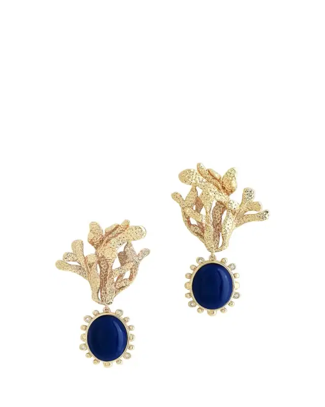 Anabel Aram Jewelry Kelp with Lapis Drop Earrings