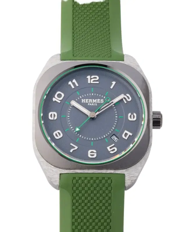 Hermes Hermès H08 Green Rubber Watch, 42 mm