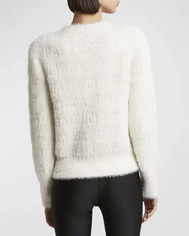 Balenciaga Furry All Over Mock-Neck Logo Sweater | Thumbnail 2