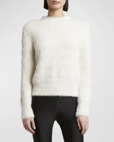Balenciaga Furry All Over Mock-Neck Logo Sweater | Thumbnail 3