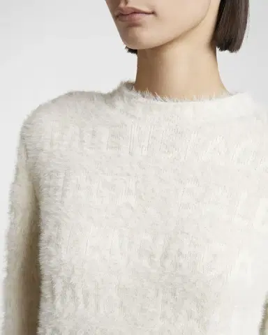 Balenciaga Furry All Over Mock-Neck Logo Sweater | Thumbnail 5