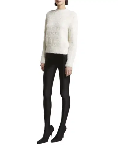 Balenciaga Furry All Over Mock-Neck Logo Sweater | Thumbnail 1