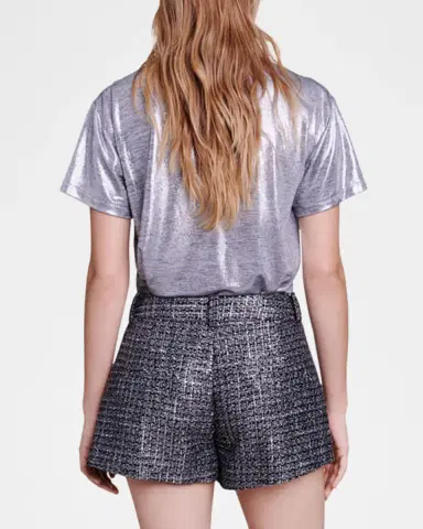 Maje Metallic Crewneck T-Shirt | Thumbnail 3 Maje Metallic Crewneck T-Shirt | Thumbnail 3