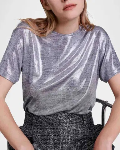 Maje Metallic Crewneck T-Shirt | Thumbnail 5 Maje Metallic Crewneck T-Shirt | Thumbnail 5
