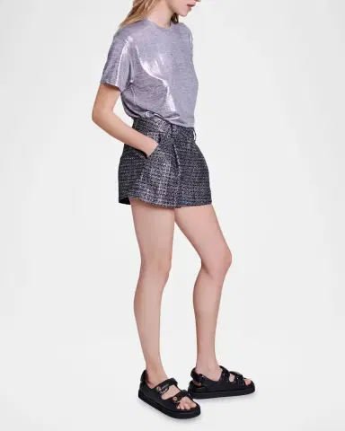 Maje Metallic Crewneck T-Shirt | Thumbnail 6 Maje Metallic Crewneck T-Shirt | Thumbnail 6