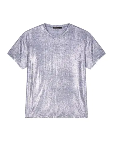 Maje Metallic Crewneck T-Shirt | Thumbnail 1 Maje Metallic Crewneck T-Shirt | Thumbnail 1