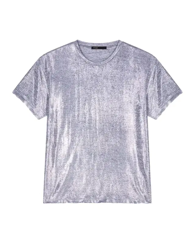Maje Metallic Crewneck T-Shirt