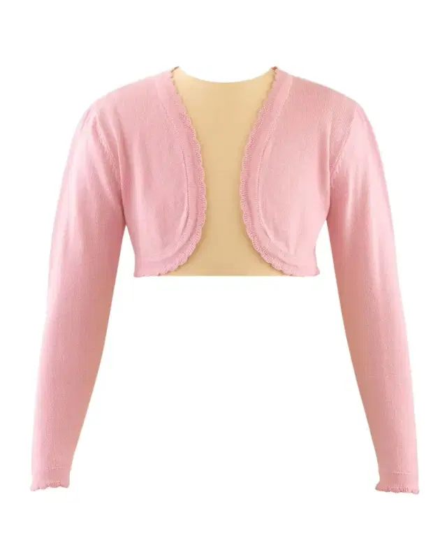 Girl 's Scalloped Trim Bolero, Size 2-10