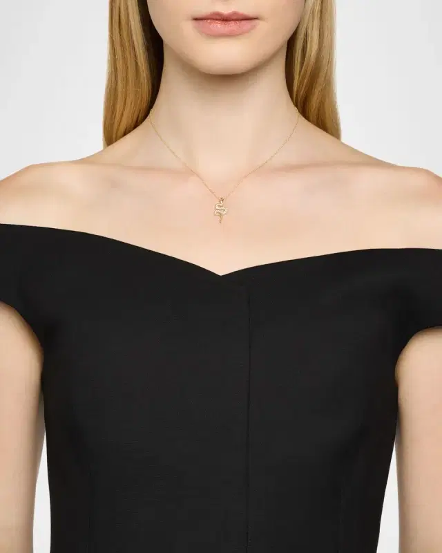 18K White Gold Diamond Snake Pendant Necklace
