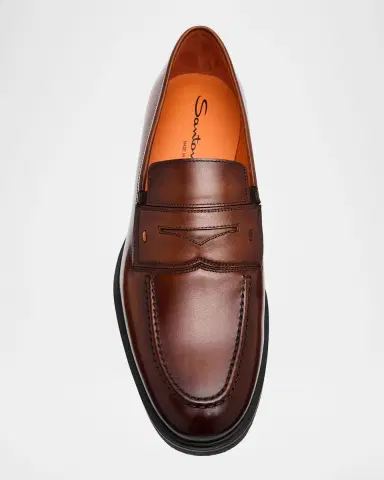 Santoni Men's Easy Leather Penny Loafers | Thumbnail 3 Santoni Men's Easy Leather Penny Loafers | Thumbnail 3