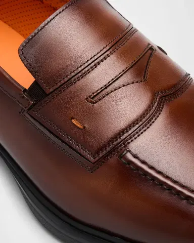 Santoni Men's Easy Leather Penny Loafers | Thumbnail 4 Santoni Men's Easy Leather Penny Loafers | Thumbnail 4