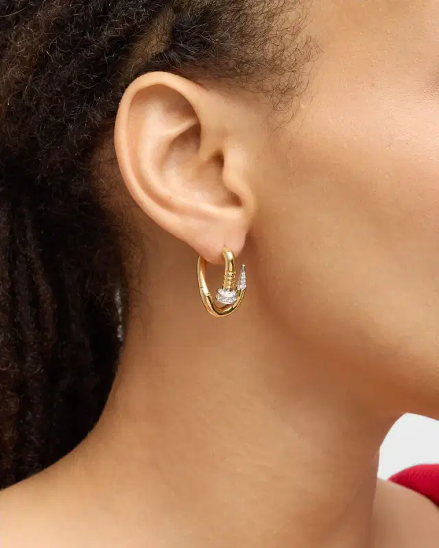 Diamond Tip Bent Nail Earrings