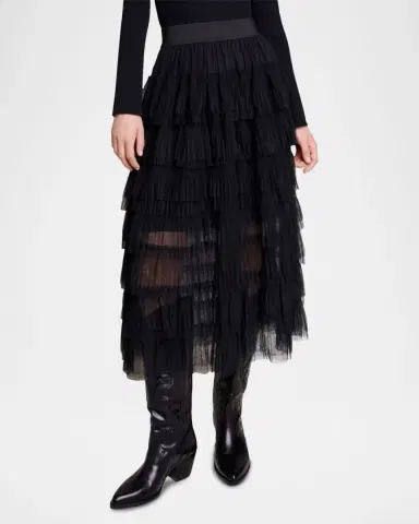 Maje Josepha Layered Tulle Midi Skirt | Thumbnail 3