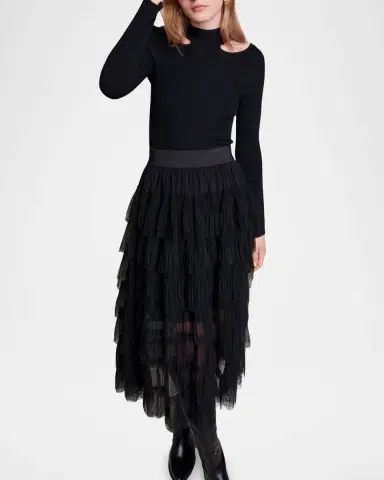 Maje Josepha Layered Tulle Midi Skirt | Thumbnail 4