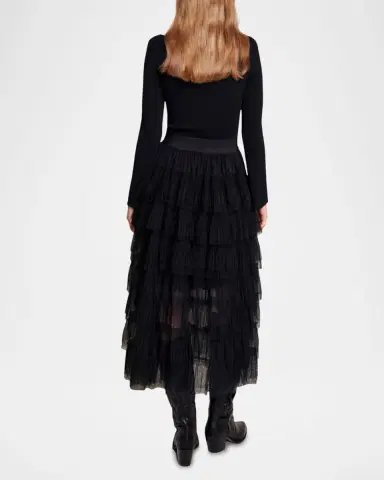 Maje Josepha Layered Tulle Midi Skirt | Thumbnail 5