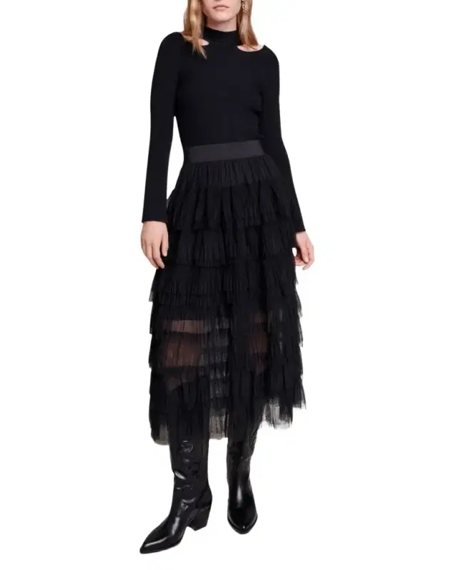 Josepha Layered Tulle Midi Skirt