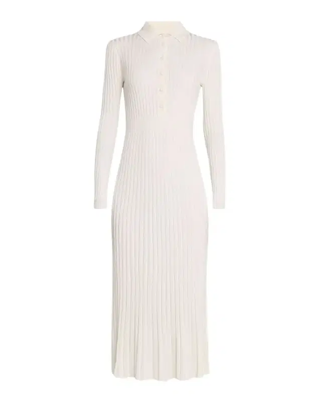 Ardor Long-Sleeve Rib-Knit Midi Polo Dress