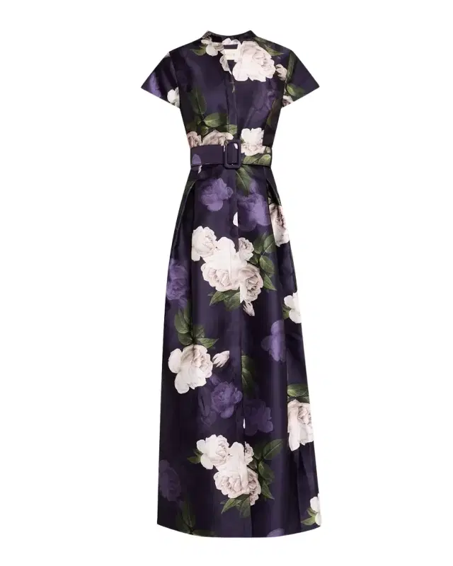 SACHIN BABI Marta Pleated Floral-Print Shirt Gown