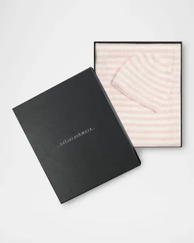 Sofia Cashmere Striped Cashmere Thermal Baby Blanket and Hat Set | Thumbnail 3 Sofia Cashmere Striped Cashmere Thermal Baby Blanket and Hat Set | Thumbnail 3