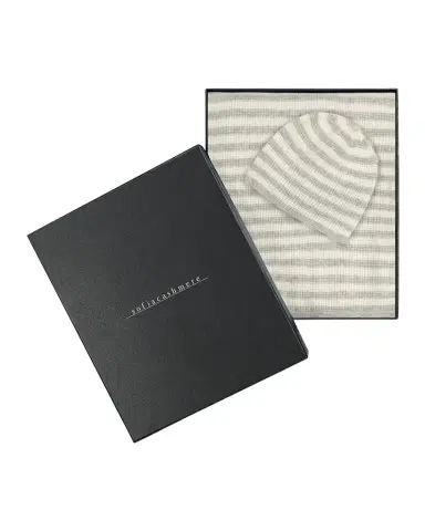 Sofia Cashmere Striped Cashmere Thermal Baby Blanket and Hat Set | Thumbnail 1 Sofia Cashmere Striped Cashmere Thermal Baby Blanket and Hat Set | Thumbnail 1