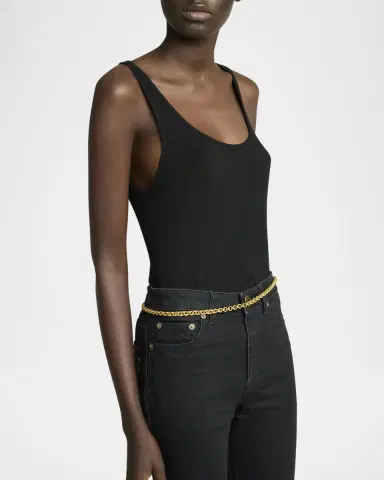 Saint Laurent Skinny Brass Chain Belt | Thumbnail 2