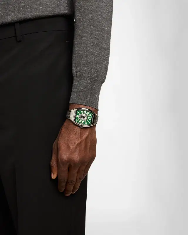 41mm Slim Vintage Vanguard Bracelet Watch, Green