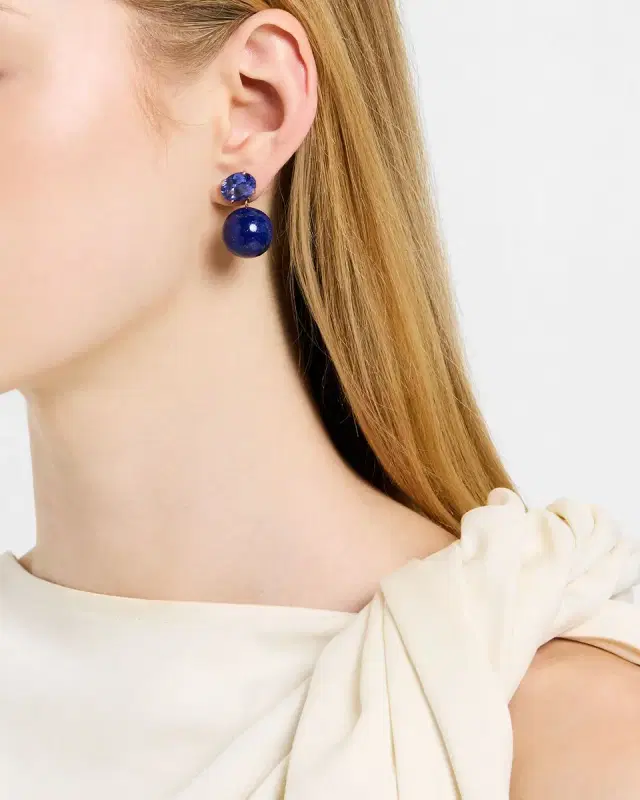 Gumball 18K Rose Gold Tanzanite Post Earrings, One-Of-A-Kind