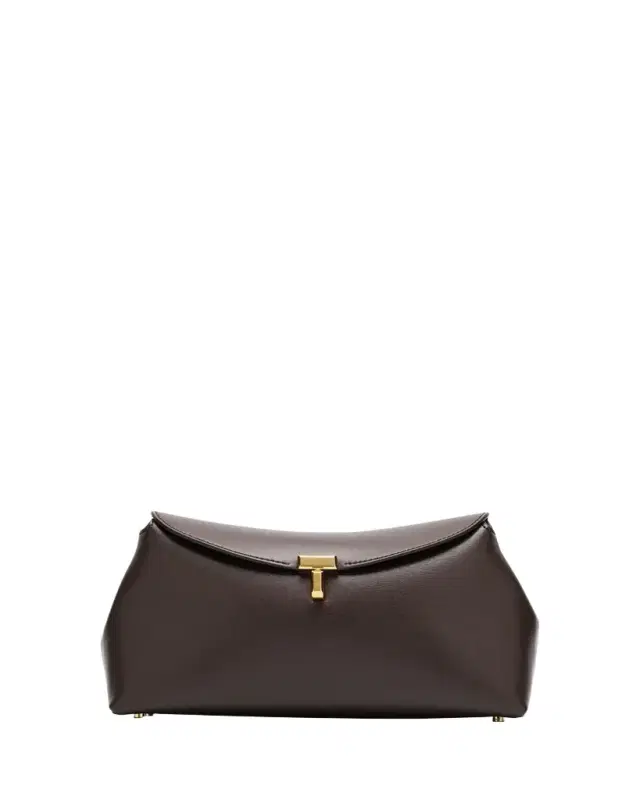 Toteme T Lock Flap Leather Clutch Bag