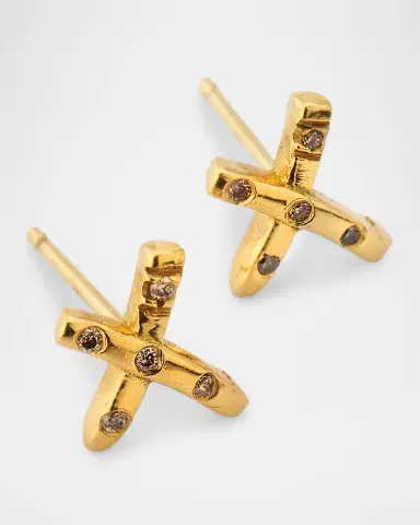 Debra Navarro 18K Yellow Gold Crossroads Diamond Stud Earrings | Thumbnail 2
