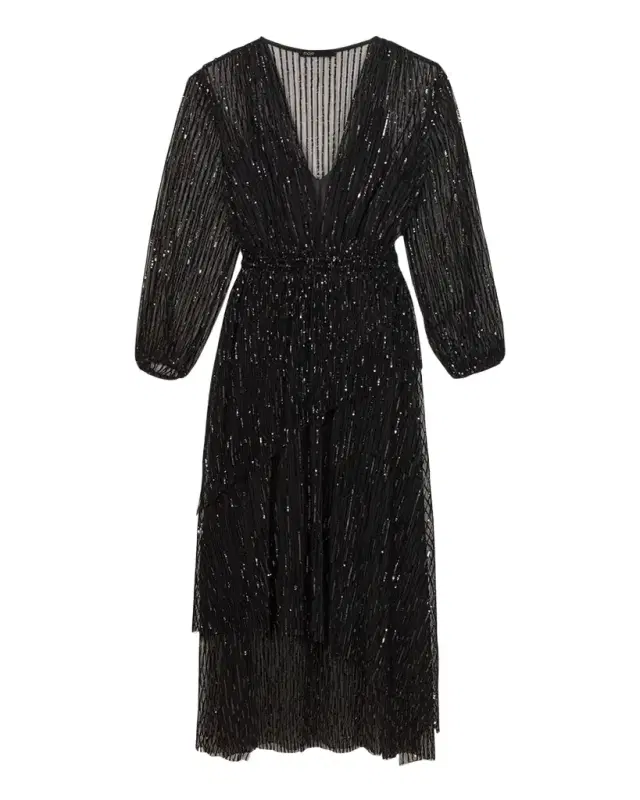 Reota Sequined Asymmetric Midi Dress