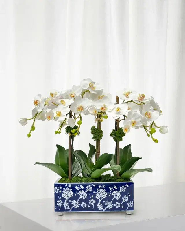 Winward Home Orchid 19" Faux Floral Arrangement in Longlife Porcelain Arranger