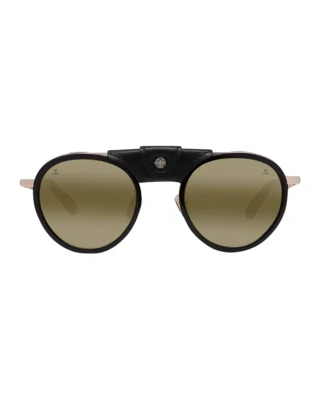Vuarnet Men 's Glacier 02 Titanium Round Sunglasses with Side Shields and Cord