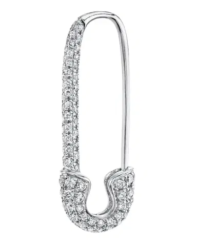Anita Ko 18K White Gold Diamond Safety Pin Earring, Single (Right) | Thumbnail 1