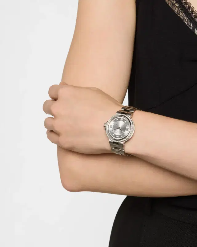 Stainless Steel Marine 33.8mm Diamond Watch with Bracelet Strap