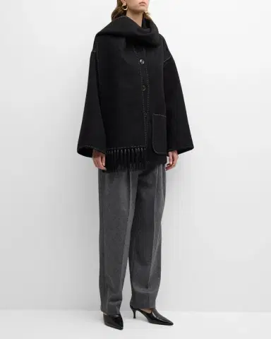 Toteme Fringe Embroidered Scarf Wool Jacket | Thumbnail 2 Toteme Fringe Embroidered Scarf Wool Jacket | Thumbnail 2