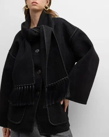 Toteme Fringe Embroidered Scarf Wool Jacket | Thumbnail 5 Toteme Fringe Embroidered Scarf Wool Jacket | Thumbnail 5
